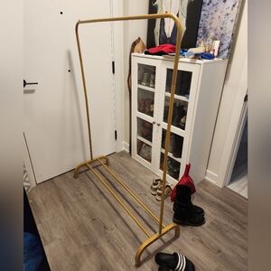 Gold colored Garment Clothes Rack Freestanding